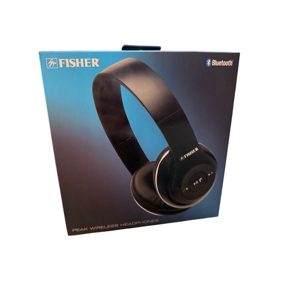 Fisher Peak Wireless Bluetooth Headphones Black OverEar Foldable Noise Canceling - Picture 1 of 2